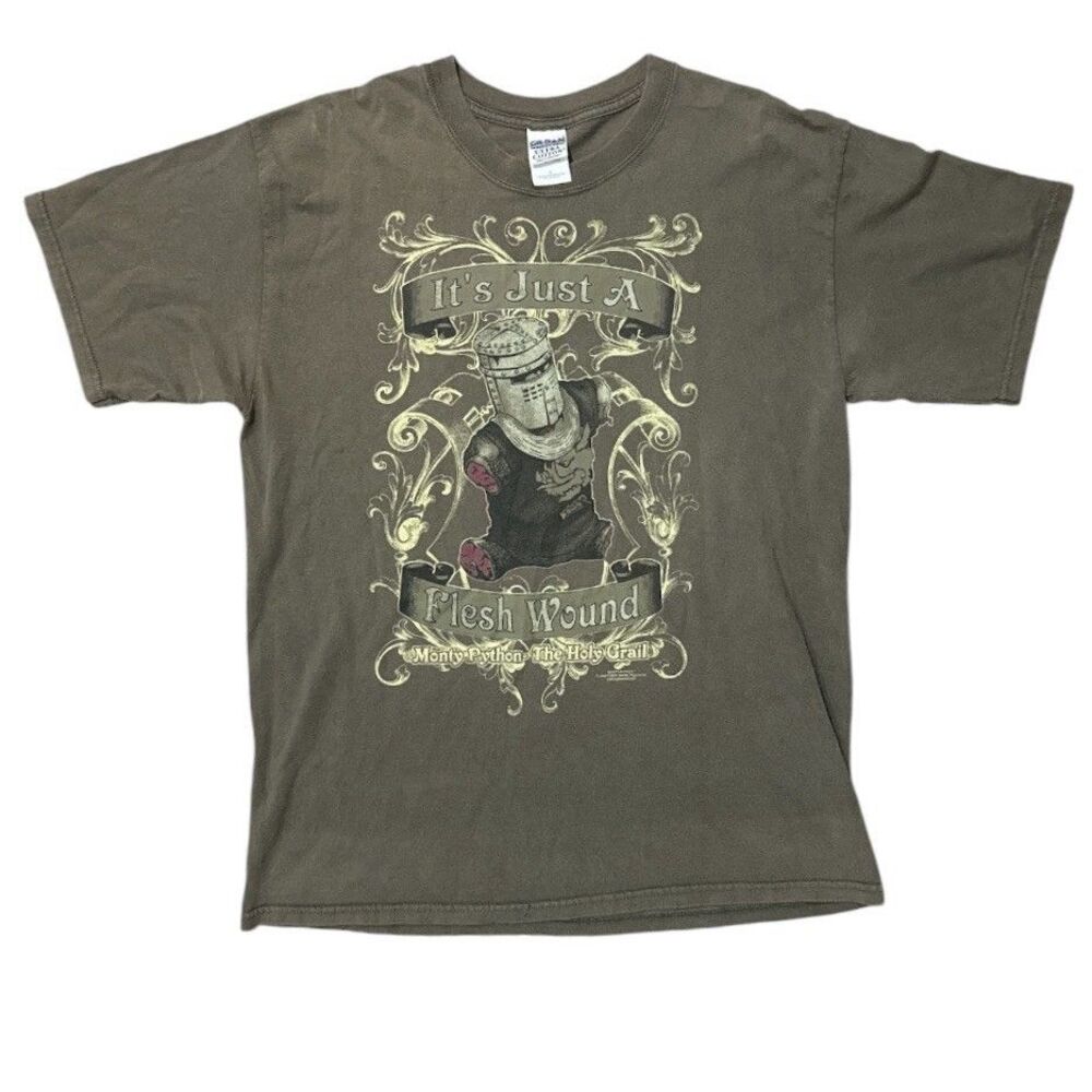 Vintage Y2K Monty Python and the Holy Grail T Shirt Sz Large Brown Graphic 2006